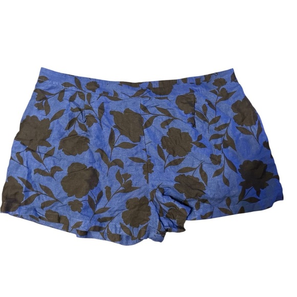 Kate Spade Target blue Floral High Rise Linen Shorts 2X Linen Blend - Picture 2 of 5